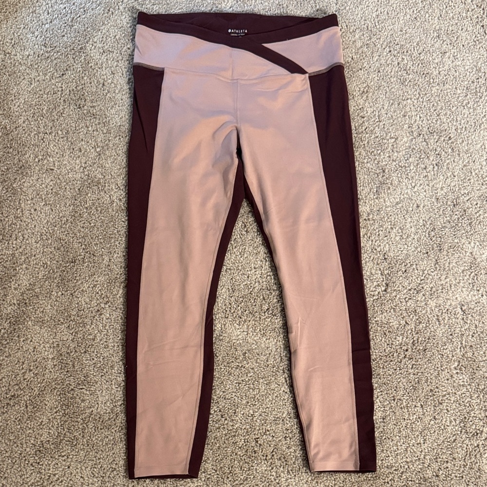 Athleta Two-Tone Leggings - Pink and Burgundy